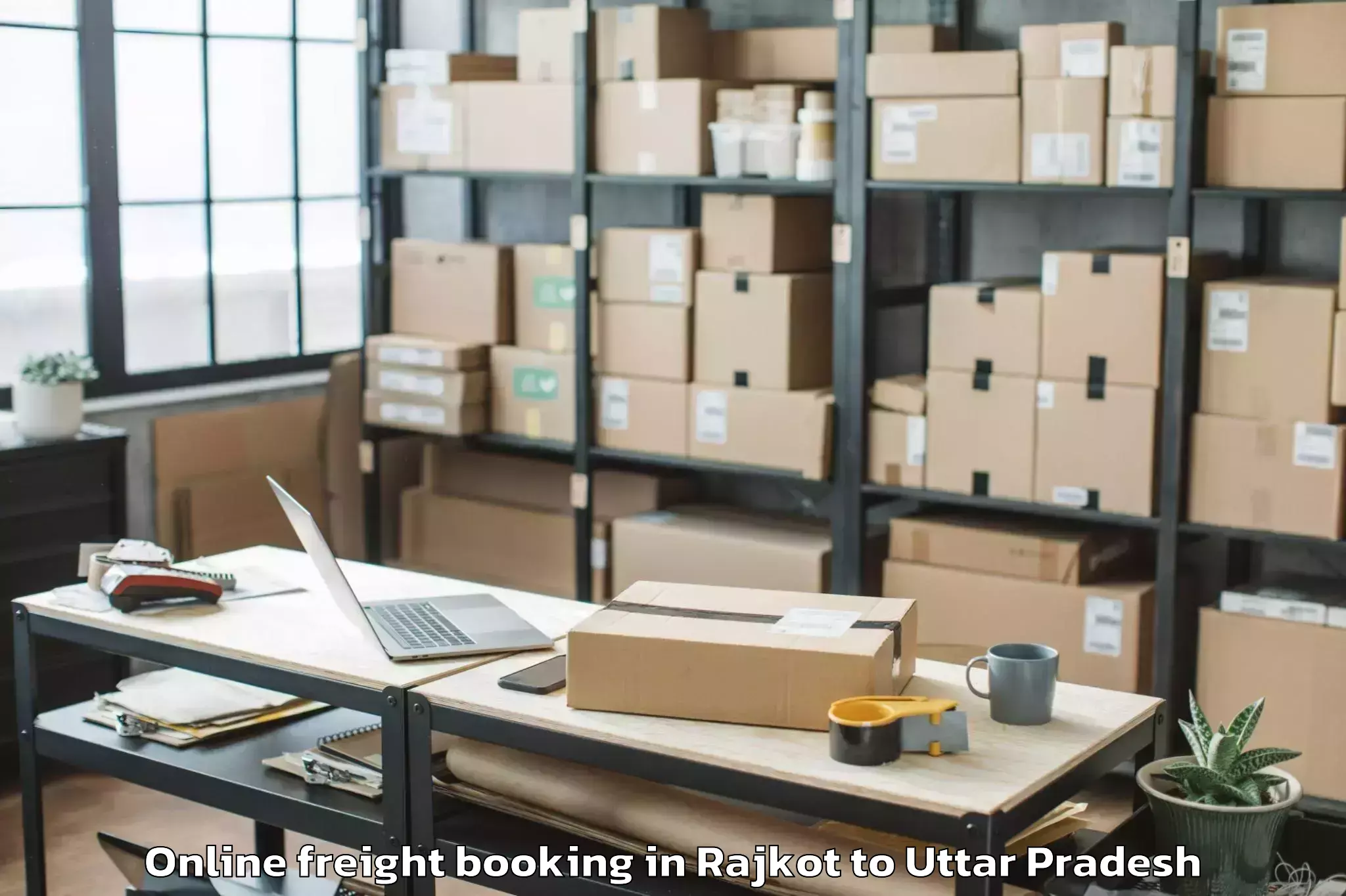 Top Rajkot to Mishrikh Online Freight Booking Available